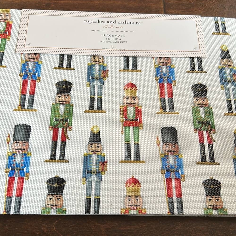 Cupcakes & Cashmere Set Of 6 Placemats PVC New Nutcracker Christmas